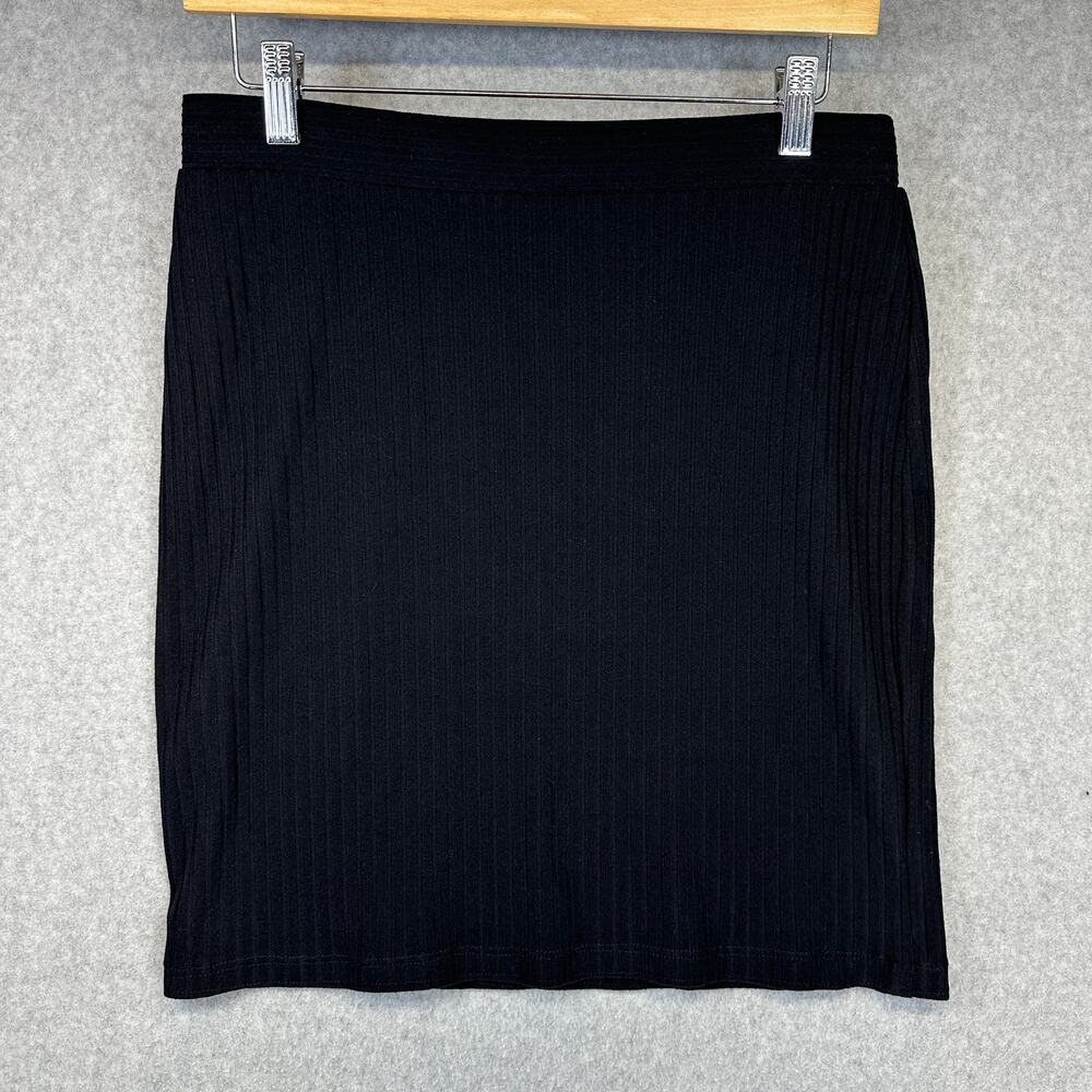 APT 9 Skirt Womens Size Medium Black Stretch Elastic Waist Pull On Pencil Ribbed